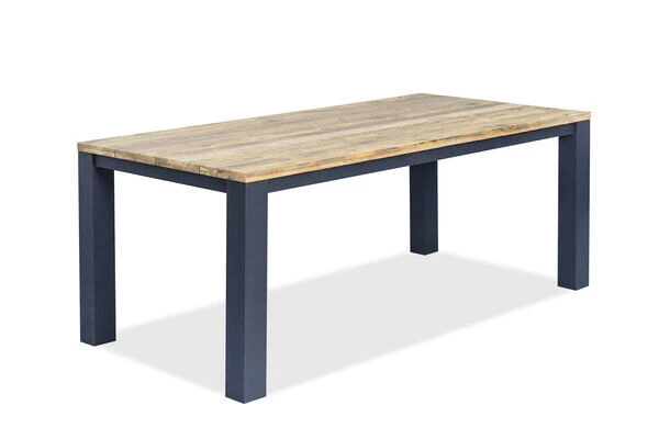 OUTFLEXX Oxford Esstisch, Dark Grey/natur, Alu/recycled FSC®-Teak, 200x90x76cm, Rustikal Gebürstet 4 OUTFLEXX Oxford Esstisch, Dark Grey/natur, Alu/recycled FSC®-Teak, 200x90x76cm, Rustikal Gebürstet – Bild 2
