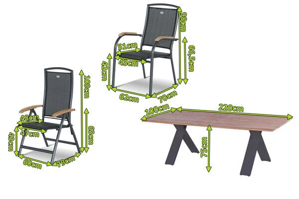 HARTMAN Xanadu / Raffaelo Sitzgruppe, Xerix/anthrazit, Alu/Teakholz, 6 Stapelsessel, 2 Multipos, 220x100cm 4 HARTMAN Xanadu / Raffaelo Sitzgruppe, Xerix/anthrazit, Alu/Teakholz, 6 Stapelsessel, 2 Multipos, 220x100cm – Bild 2