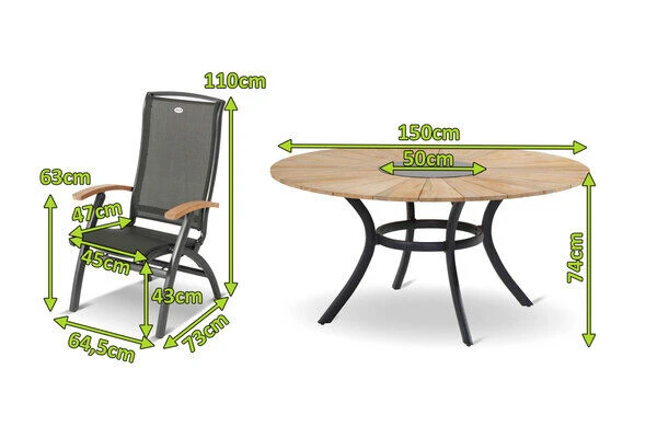 HARTMAN Provence / Da Vinci Sitzgruppe, Xerix/anthrazit, Alu/Teakholz, 5 Multipos, Ø150cm, Inkl. Eiskühler 4 HARTMAN Provence / Da Vinci Sitzgruppe, Xerix/anthrazit, Alu/Teakholz, 5 Multipos, Ø150cm, Inkl. Eiskühler – Bild 2