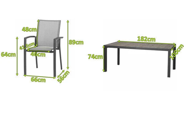 SIENA GARDEN Velia / Silva Dining Set, Anthrazit/washed Grey, Alu/Ranotex/Keramik, 6 Sessel, Tisch 180 X 100 Cm 3 SIENA GARDEN Velia / Silva Dining Set, Anthrazit/washed Grey, Alu/Ranotex/Keramik, 6 Sessel, Tisch 180 X 100 Cm – Bild 2