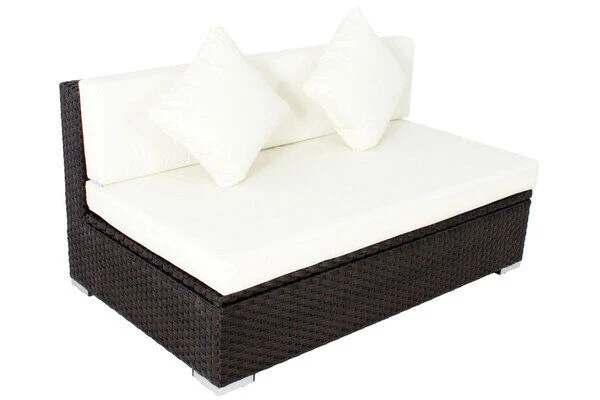 OUTFLEXX 2-Sitzer Mittelelement, Braun, Polyrattan, 140x85x70cm, Inkl. Polster, Wasserfeste Kissenbox 4 OUTFLEXX 2-Sitzer Mittelelement, Braun, Polyrattan, 140x85x70cm, Inkl. Polster, Wasserfeste Kissenbox – Bild 2