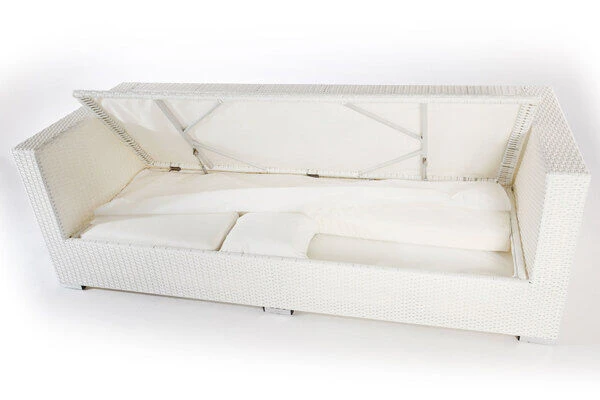 OUTFLEXX 3-Sitzer Sofa, Weiß, Polyrattan, Inkl. Polster Und Wasserfeste Kissenbox 4 OUTFLEXX 3-Sitzer Sofa, Weiß, Polyrattan, Inkl. Polster Und Wasserfeste Kissenbox – Bild 2