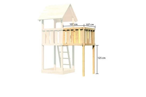 KARIBU Lotti Spielturm, Naturbelassen, Nordische Fichte, 107x107x291cm, Mit Anbauplattform 7 KARIBU Lotti Spielturm, Naturbelassen, Nordische Fichte, 107x107x291cm, Mit Anbauplattform – Bild 5