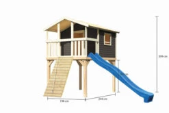 KARIBU Benjamin Stelzenhaus, Terragrau, Nordische Fichte, 198x244x309cm, Mit Rutsche Blau Und Holzrampe -Kettler Verkaufs-Shop 30416 13 05.jpg