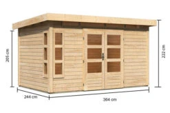 KARIBU Gartenhaus Kastorf 7, Naturbelassen, Fichtenholz 28mm, 396 X 244 X 222 Cm, Flachdach, Inkl. Oberlicht -Kettler Verkaufs-Shop 30463 3 05.jpg