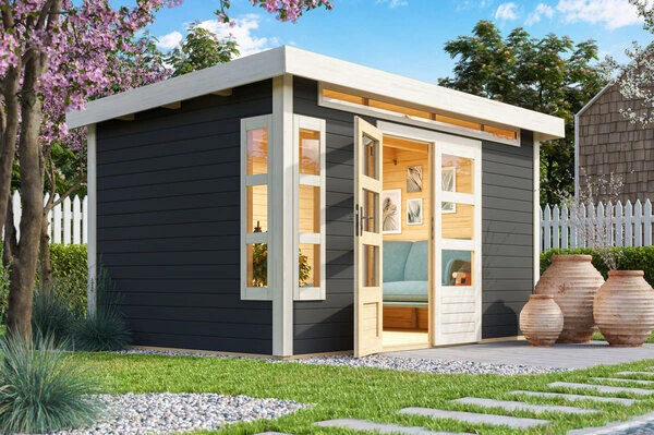 KARIBU Gartenhaus Kastorf 7, Terragrau, Fichtenholz 28mm, 396 X 244 X 222 Cm, Flachdach, Inkl. Oberlicht 3 KARIBU Gartenhaus Kastorf 7, Terragrau, Fichtenholz 28mm, 396 X 244 X 222 Cm, Flachdach, Inkl. Oberlicht