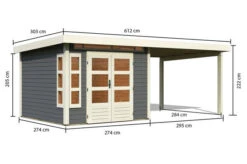 KARIBU Gartenhaus Kastorf 6, Terragrau, Fichtenholz 28mm, 612 X 274 X 222 Cm, Flachdach, Anbau 3,2m -Kettler Verkaufs-Shop 30467 2 05.jpg