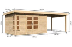 KARIBU Gartenhaus Kastorf 7, Naturbelassen, Fichtenholz 28mm, 702 X 244 X 222 Cm, Flachdach, Anbau 3,2m -Kettler Verkaufs-Shop 30467 3 05.jpg