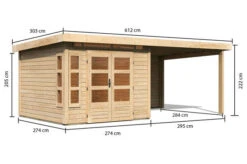 KARIBU Gartenhaus Kastorf6 , Naturbelassen, Fichtenholz 28mm, 612 X 274 X 222 Cm, Flachdach, Anbau 3,2m Mit Rückwand -Kettler Verkaufs-Shop 30468 1 05.jpg