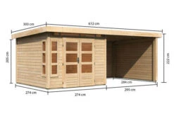 KARIBU Gartenhaus Kastorf6 , Naturbelassen, Fichtenholz 28mm, 612 X 274 X 222 Cm, Flachdach, Anbau 3,2m Mit Rück- Und Seitenwand 15 KARIBU Gartenhaus Kastorf6 , Naturbelassen, Fichtenholz 28mm, 612 X 274 X 222 Cm, Flachdach, Anbau 3,2m Mit Rück- Und Seitenwand -Kettler Verkaufs-Shop 30469 1 05.jpg