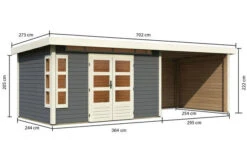 KARIBU Gartenhaus Kastorf 7, Terragrau, Fichtenholz 28mm, 702 X 244 X 222 Cm, Flachdach, Anbau 3,2m Mit Rück- Und Seitenwand -Kettler Verkaufs-Shop 30469 4 05.jpg