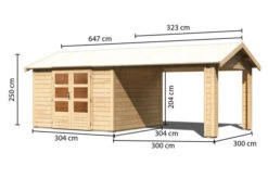 KARIBU Gartenhaus Theres 7, Naturbelassen, Fichtenholz 28mm, 648 X 304 X 250 Cm, Satteldach, Inkl. Dachausbauelement -Kettler Verkaufs-Shop 30471 3 05.jpg