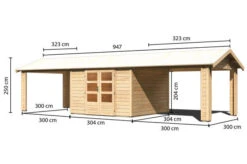 KARIBU Gartenhaus Theres 7, Naturbelassen, Fichtenholz 28mm, 947 X 304 X 250 Cm, Satteldach, 2 Dachausbauelemente -Kettler Verkaufs-Shop 30472 3 05.jpg