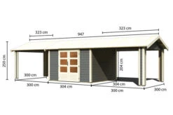 KARIBU Gartenhaus Theres 7, Terragrau, Fichtenholz 28mm, 947 X 304 X 250 Cm, Satteldach, 2 Dachausbauelemente 16 KARIBU Gartenhaus Theres 7, Terragrau, Fichtenholz 28mm, 947 X 304 X 250 Cm, Satteldach, 2 Dachausbauelemente -Kettler Verkaufs-Shop 30472 4 05.jpg