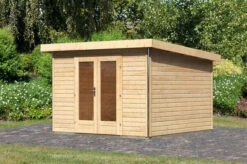 KARIBU Gartenhaus Radeburg 1, Naturbelassen, Fichtenholz 40mm, 346 X 309 X 229,5 Cm, Pultdach, Massivholzdach -Kettler Verkaufs-Shop 30473 1 02.jpg