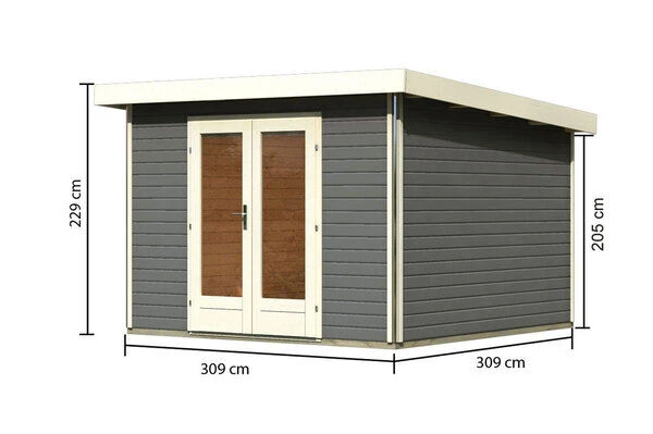 KARIBU Gartenhaus Radeburg 1, Terragrau, Fichtenholz 40mm, 346 X 309 X 229,5 Cm, Pultdach, Massivholzdach 7 KARIBU Gartenhaus Radeburg 1, Terragrau, Fichtenholz 40mm, 346 X 309 X 229,5 Cm, Pultdach, Massivholzdach – Bild 5