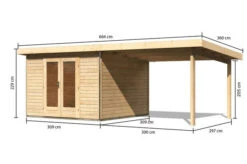 KARIBU Gartenhaus Radeburg 1, Naturbelassen, Fichtenholz 40mm, 664 X 309 X 229,5 Cm, Pultdach, Anbau 3,3m -Kettler Verkaufs-Shop 30474 1 05.jpg