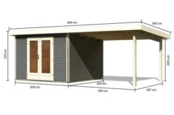 KARIBU Gartenhaus Radeburg 1, Terragrau, Fichtenholz 40mm, 664 X 309 X 229,5 Cm, Pultdach, Anbau 3,3m -Kettler Verkaufs-Shop 30474 2 05.jpg