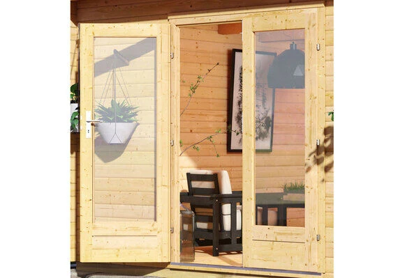 KARIBU Gartenhaus Radeburg 1, Naturbelassen, Fichtenholz 40mm, 664 X 309 X 229,5 Cm, Pultdach, Anbau 3,3m Mit Rückwand 4 KARIBU Gartenhaus Radeburg 1, Naturbelassen, Fichtenholz 40mm, 664 X 309 X 229,5 Cm, Pultdach, Anbau 3,3m Mit Rückwand – Bild 2