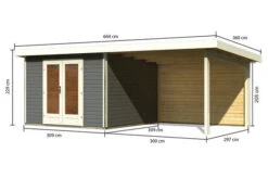 KARIBU Gartenhaus Radeburg 1, Terragrau, Fichtenholz 40mm, 664 X 309 X 229,5 Cm, Pultdach, Anbau 3,3m Mit Rückwand -Kettler Verkaufs-Shop 30475 2 05.jpg