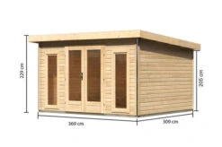 KARIBU Gartenhaus Radeburg 2, Naturbelassen, Fichtenholz 40mm, 406 X 309 X 229,5 Cm, Pultdach, Inkl. 2 Drehkippfenster -Kettler Verkaufs-Shop 30476 1 05.jpg