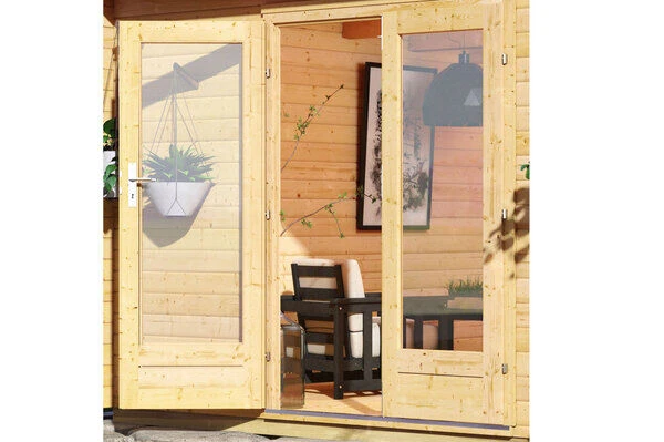 KARIBU Gartenhaus Radeburg 3, Naturbelassen, Fichtenholz 40mm, 406 X 369 X 229,5 Cm, Pultdach, Inkl. 2 Drehkippfenster 4 KARIBU Gartenhaus Radeburg 3, Naturbelassen, Fichtenholz 40mm, 406 X 369 X 229,5 Cm, Pultdach, Inkl. 2 Drehkippfenster – Bild 2