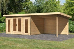 KARIBU Gartenhaus Radeburg 2, Naturbelassen, Fichtenholz 40mm, 724 X 309 X 229,5 Cm, Pultdach, Anbau 3,3m Mit Rückwand -Kettler Verkaufs-Shop 30478 1 02.jpg