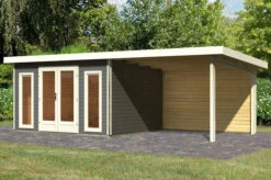 KARIBU Gartenhaus Radeburg 2, Terragrau, Fichtenholz 40mm, 724 X 309 X 229,5 Cm, Pultdach, Anbau 3,3m Mit Rückwand -Kettler Verkaufs-Shop 30478 2 02.jpg