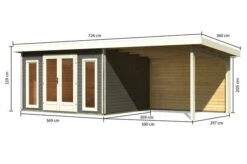 KARIBU Gartenhaus Radeburg 2, Terragrau, Fichtenholz 40mm, 724 X 309 X 229,5 Cm, Pultdach, Anbau 3,3m Mit Rückwand -Kettler Verkaufs-Shop 30478 2 05.jpg