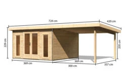KARIBU Gartenhaus Radeburg 3, Naturbelassen, Fichtenholz 40mm, 724 X 369 X 229,5 Cm, Pultdach, Anbau 3,3m -Kettler Verkaufs-Shop 30479 1 05.jpg
