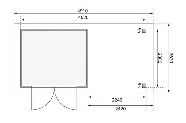KARIBU Gartenhaus Askola 3,5, Terragrau, Fichtenholz 19mm, 491 X 246 X 211 Cm, Flachdach, Anbau 2,4m 8 KARIBU Gartenhaus Askola 3,5, Terragrau, Fichtenholz 19mm, 491 X 246 X 211 Cm, Flachdach, Anbau 2,4m – Bild 6