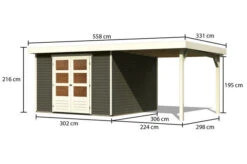 KARIBU Gartenhaus Askola 6, Terragrau, Fichtenholz 19mm, 558 X 306 X 216 Cm, Flachdach, Anbau 2,4m -Kettler Verkaufs-Shop 30536 3 05.jpg