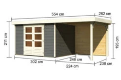 KARIBU Gartenhaus Askola 5, Terragrau, Fichtenholz 19mm, 554 X 246 X 211 Cm, Flachdach, Anbau 2,4m Mit Rückwand -Kettler Verkaufs-Shop 30537 10 05.jpg