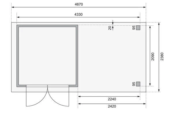 KARIBU Gartenhaus Askola 2, Terragrau, Fichtenholz 19mm, 467 X 217 X 211 Cm, Flachdach, Anbau 2,4m Mit Rückwand 8 KARIBU Gartenhaus Askola 2, Terragrau, Fichtenholz 19mm, 467 X 217 X 211 Cm, Flachdach, Anbau 2,4m Mit Rückwand – Bild 6