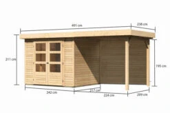 KARIBU Gartenhaus Askola 3, Naturbelassen, Fichtenholz 19mm, 491 X 217 X 211 Cm, Flachdach, Anbau 2,4m Mit Rückwand 17 KARIBU Gartenhaus Askola 3, Naturbelassen, Fichtenholz 19mm, 491 X 217 X 211 Cm, Flachdach, Anbau 2,4m Mit Rückwand -Kettler Verkaufs-Shop 30537 3 05.jpg