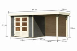 KARIBU Gartenhaus Askola 3, Terragrau, Fichtenholz 19mm, 491 X 217 X 211 Cm, Flachdach, Anbau 2,4m Mit Rückwand 17 KARIBU Gartenhaus Askola 3, Terragrau, Fichtenholz 19mm, 491 X 217 X 211 Cm, Flachdach, Anbau 2,4m Mit Rückwand -Kettler Verkaufs-Shop 30537 4 05.jpg