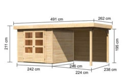 KARIBU Gartenhaus Askola 3,5, Naturbelassen, Fichtenholz 19mm, 491 X 246 X 211 Cm, Flachdach, Anbau 2,4m Mit Rückwand -Kettler Verkaufs-Shop 30537 5 05.jpg