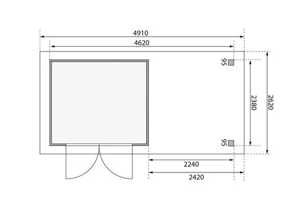 KARIBU Gartenhaus Askola 3,5, Terragrau, Fichtenholz 19mm, 491 X 246 X 211 Cm, Flachdach, Anbau 2,4m Mit Rückwand 8 KARIBU Gartenhaus Askola 3,5, Terragrau, Fichtenholz 19mm, 491 X 246 X 211 Cm, Flachdach, Anbau 2,4m Mit Rückwand – Bild 6