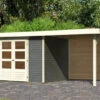 KARIBU Gartenhaus Askola 4, Terragrau, Fichtenholz 19mm, 554 X 217 X 211 Cm, Flachdach, Anbau 2,4m Mit Rückwand -Kettler Verkaufs-Shop 30537 8 01.jpg