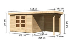 KARIBU Gartenhaus Askola 5, Naturbelassen, Fichtenholz 19mm, 554 X 246 X 211 Cm, Flachdach, Anbau 2,4m Mit Rückwand -Kettler Verkaufs-Shop 30537 9 05.jpg