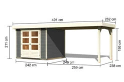 KARIBU Gartenhaus Askola 3,5, Terragrau, Fichtenholz 19mm, 528,5 X 246 X 211 Cm, Flachdach, Seitlicher Anbau 2,8m 16 KARIBU Gartenhaus Askola 3,5, Terragrau, Fichtenholz 19mm, 528,5 X 246 X 211 Cm, Flachdach, Seitlicher Anbau 2,8m -Kettler Verkaufs-Shop 30539 1 05.jpg