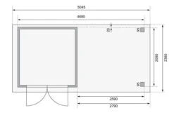 KARIBU Gartenhaus Askola2 , Naturbelassen, Fichtenholz 19mm, 504,5 X 217 X 211 Cm, Flachdach, Seitlicher Anbau 2,8m Mit Rückwand -Kettler Verkaufs-Shop 30540 1 06.jpg