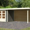 KARIBU Gartenhaus Askola 2, Terragrau, Fichtenholz 19mm, 504,5 X 217 X 211 Cm, Flachdach, Seitlicher Anbau 2,8m Mit Rückwand -Kettler Verkaufs-Shop 30540 2 01.jpg