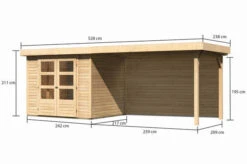 KARIBU Gartenhaus Askola 3, Naturbelassen, Fichtenholz 19mm, 528,5 X 217 X 211 Cm, Flachdach, Seitlicher Anbau 2,8m Mit Rückwand -Kettler Verkaufs-Shop 30540 3 05.jpg