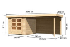 KARIBU Gartenhaus Askola 3,5, Naturbelassen, Fichtenholz 19mm, 528,5 X 246 X 211 Cm, Flachdach, Seitlicher Anbau 2,8m Mit Rückwand -Kettler Verkaufs-Shop 30540 5 05.jpg