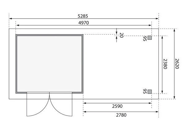 KARIBU Gartenhaus Askola 3,5, Terragrau, Fichtenholz 19mm, 528,5 X 246 X 211 Cm, Flachdach, Seitlicher Anbau 2,8m Mit Rückwand 9 KARIBU Gartenhaus Askola 3,5, Terragrau, Fichtenholz 19mm, 528,5 X 246 X 211 Cm, Flachdach, Seitlicher Anbau 2,8m Mit Rückwand – Bild 7