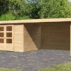 KARIBU Gartenhaus Askola 5, Naturbelassen, Fichtenholz 19mm, 591,5 X 246 X 211 Cm, Flachdach, Seitlicher Anbau 2,8m Mit Rückwand -Kettler Verkaufs-Shop 30540 9 01.jpg