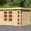 KARIBU Gartenhaus Kerko 5, Naturbelassen, Fichtenholz 19mm, 329 X 246 X 210 Cm, Flachdach, Doppelflügeltür -Kettler Verkaufs-Shop 30542 1 01.jpg