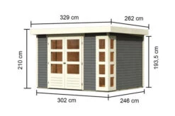 KARIBU Gartenhaus Kerko 5, Terragrau, Fichtenholz 19mm, 329 X 246 X 210 Cm, Flachdach, Doppelflügeltür -Kettler Verkaufs-Shop 30542 2 05.jpg