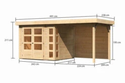 KARIBU Gartenhaus Kerko 3, Naturbelassen, Fichtenholz 19mm, 508 X 217 X 211 Cm, Flachdach, Anbau 2,4m Mit Rückwand -Kettler Verkaufs-Shop 30544 1 05.jpg